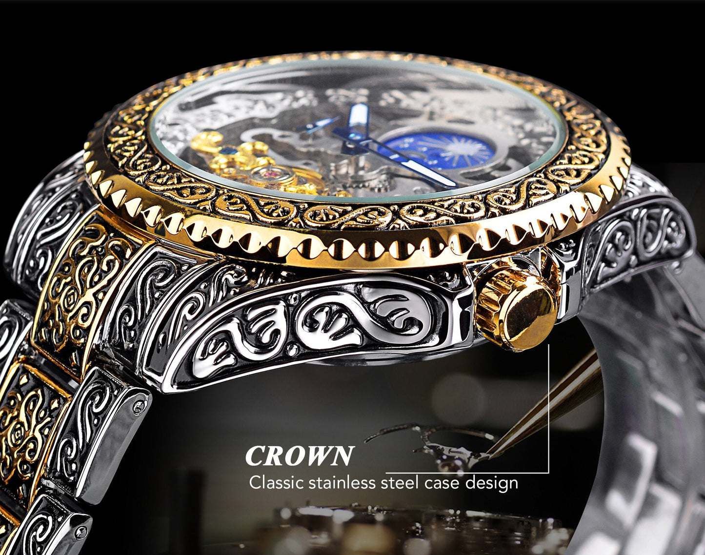 Celestial Automatic Skeleton Watch Stainless Steel