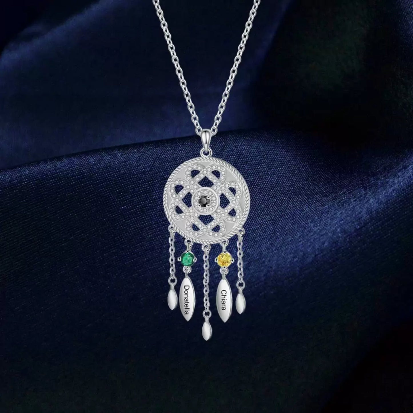 Personalized Dreamcatcher Necklace with Birthstones