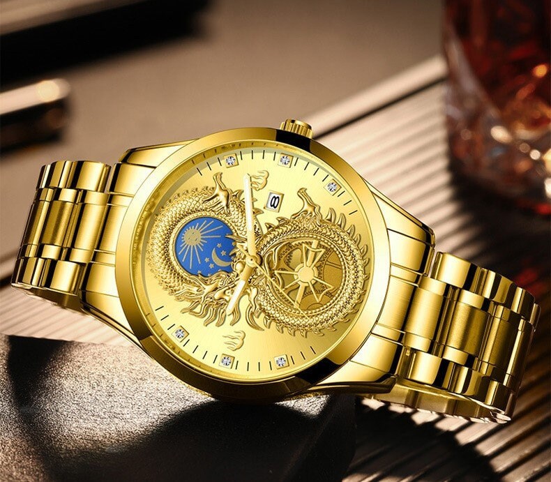 Gold Dragon Watch Stainless Steel