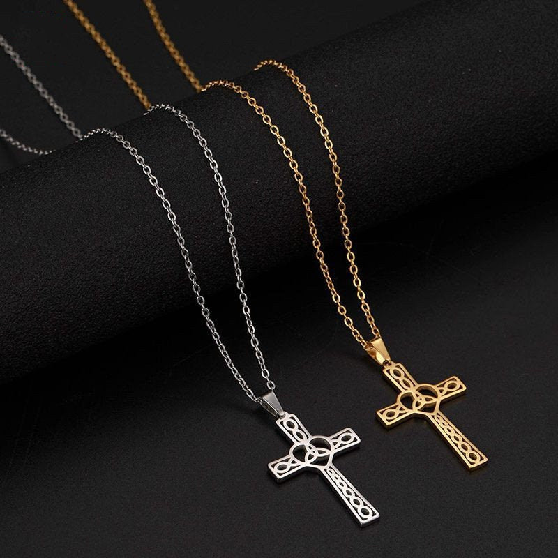 Celtic Knot Cross Necklace Stainless Steel