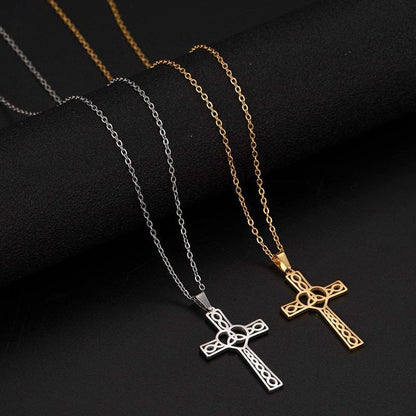 Celtic Knot Cross Necklace Stainless Steel