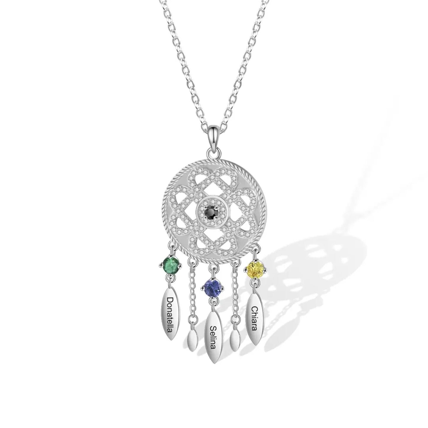 Personalized Dreamcatcher Necklace with Birthstones