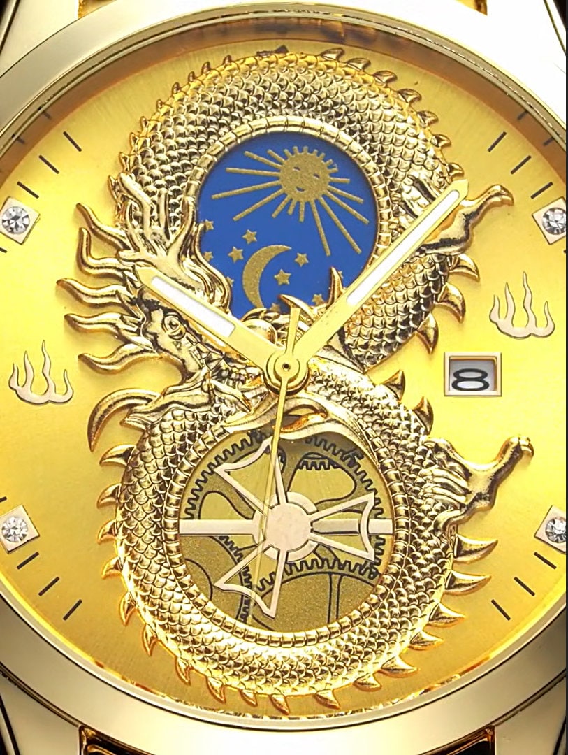 Gold Dragon Watch Stainless Steel