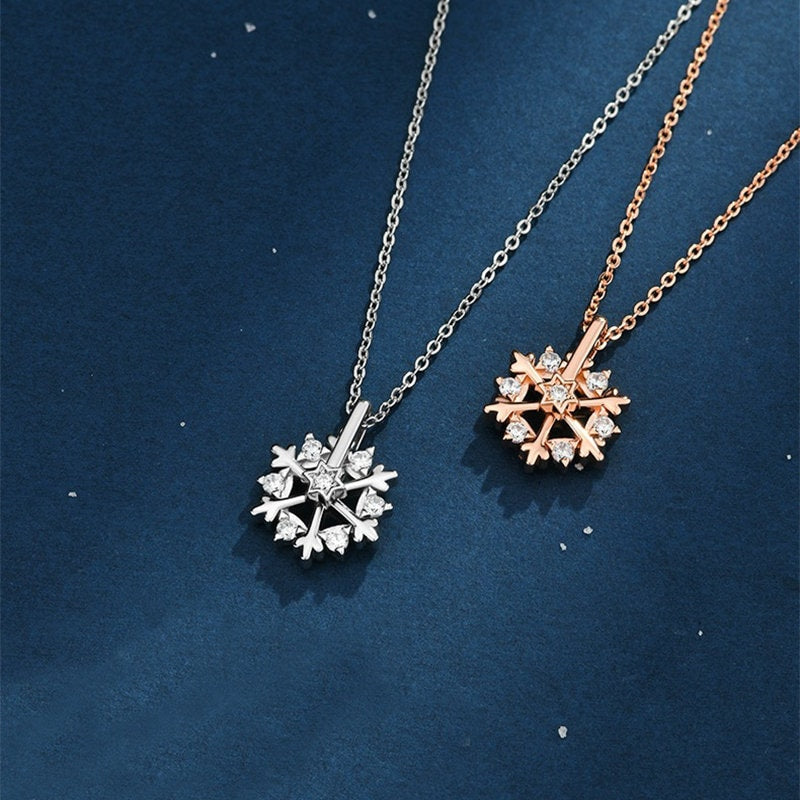 Snowflake Spinner Necklace Sterling Silver