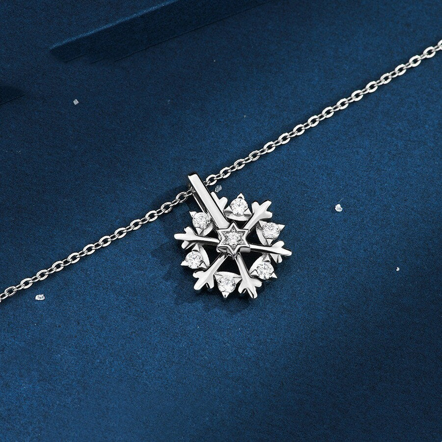 Snowflake Spinner Necklace Sterling Silver