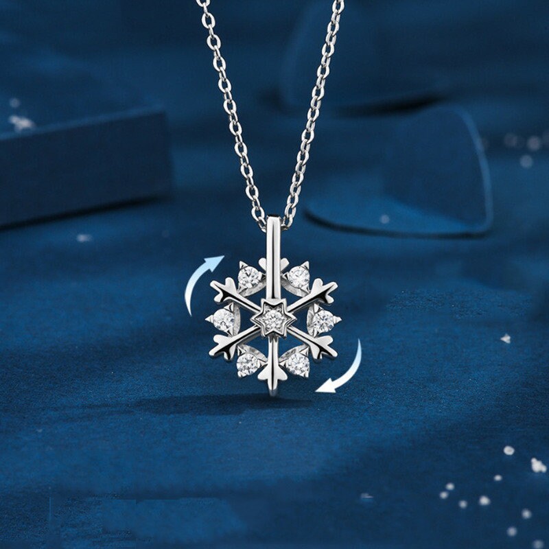 Snowflake Spinner Necklace Sterling Silver