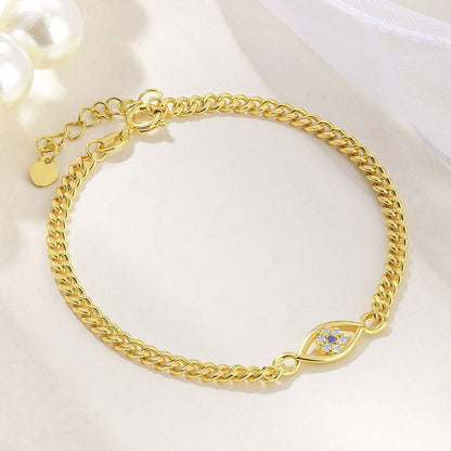 Cuban Link Evil Eye Bracelet Brass