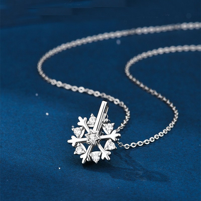 Snowflake Spinner Necklace Sterling Silver